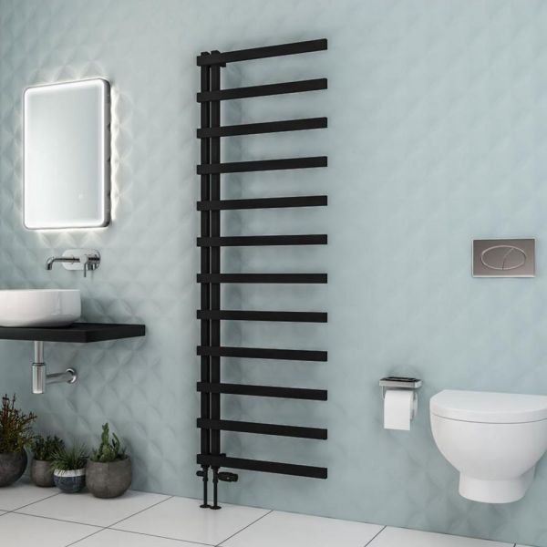 Eastbrook Platani 1800 x 600 Matt Black Designer Towel Rail #2