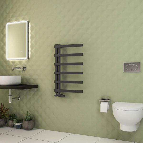 Eastbrook Platani 800 x 500 Matt Anthracite Designer Towel Rail #2