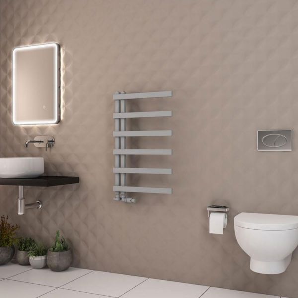 Eastbrook Platani 800 x 500 Matt Grey Designer Towel Rail #2