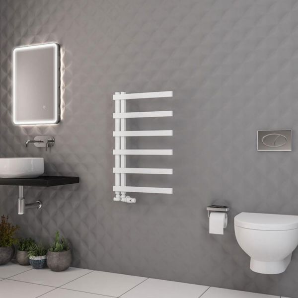 Eastbrook Platani 800 x 500 Matt White Designer Towel Rail #2