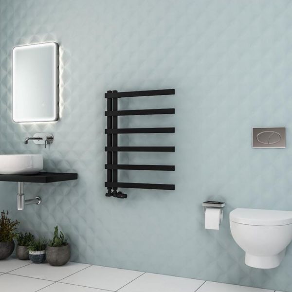 Eastbrook Platani 800 x 600 Matt Black Designer Towel Rail #2