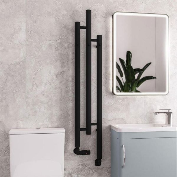 Eastbrook Portchester 1200 x 225 Matt Black Designer Towel Rail #2