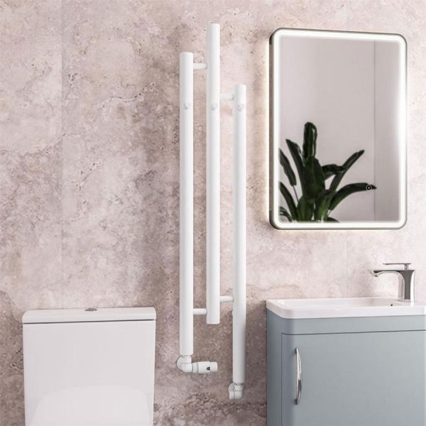 Eastbrook Portchester 1200 x 225 Matt White Designer Towel Rail #2
