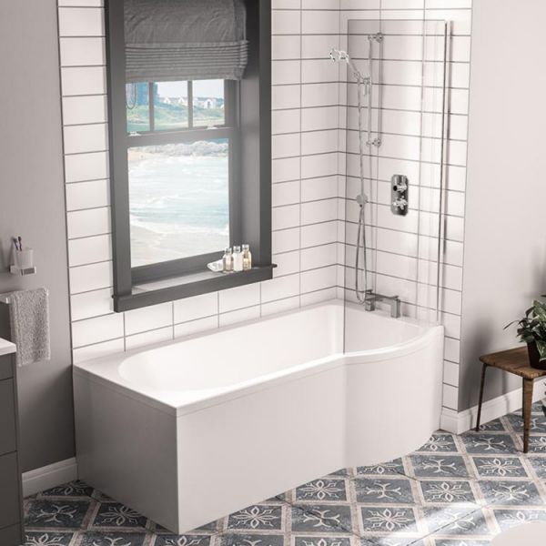Eastbrook Portland P Shaped 1700 x 850 Right Hand Shower Bath #2