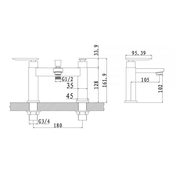 Eastbrook Prado 800 Chrome Bath Shower Mixer Tap #2