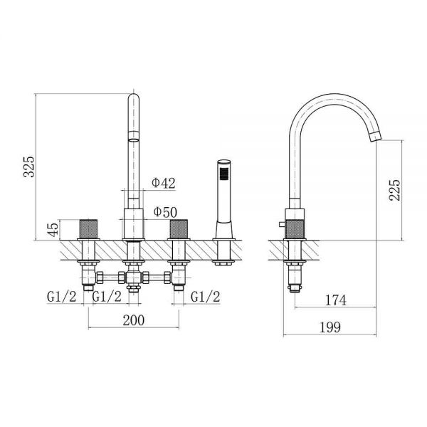Eastbrook Prado Cylinder Chrome Deck Mounted 4 Hole Bath Shower Mixer Tap #2