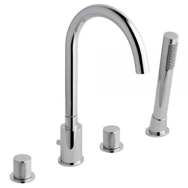 Eastbrook Prado Cylinder Chrome Deck Mounted 4 Hole Bath Shower Mixer Tap