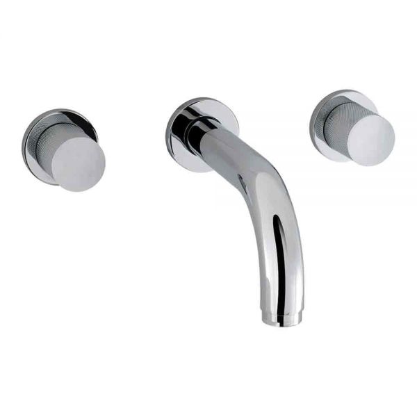 Eastbrook Prado Cylinder Chrome 3 Hole Wall Mounted Basin Mixer Tap