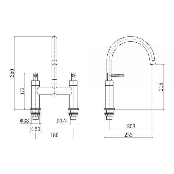 Eastbrook Prado Lever Chrome Bath Filler Tap #2