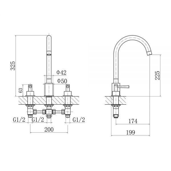 Eastbrook Prado Lever Chrome Deck Mounted 3 Hole Bath Filler Tap #2