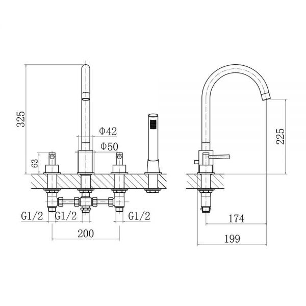 Eastbrook Prado Lever Chrome Deck Mounted 4 Hole Bath Shower Mixer Tap #2