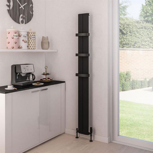 Eastbrook Preston 1800 x 185 Matt Black Aluminium Designer Radiator #2