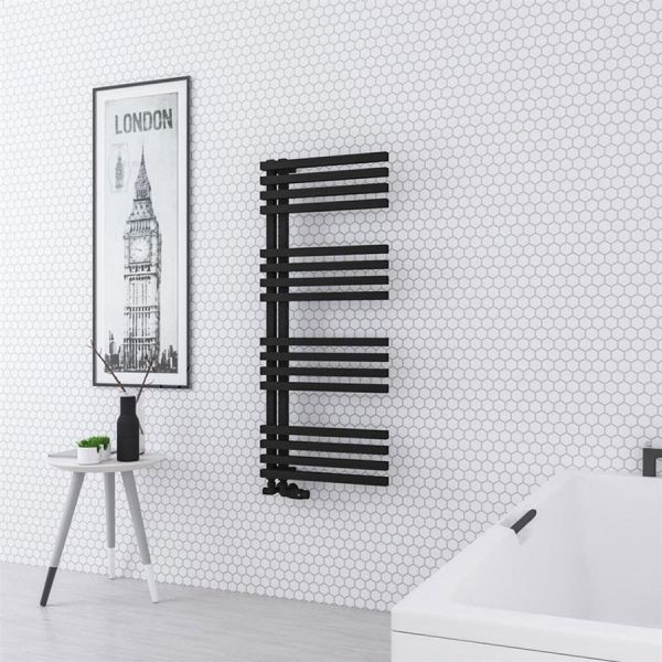 Eastbrook Reinbach 1200 x 500 Matt Black Designer Towel Rail #2