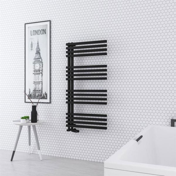 Eastbrook Reinbach 1200 x 600 Matt Black Designer Towel Rail #2