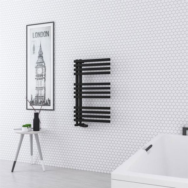 Eastbrook Reinbach 800 x 500 Matt Black Designer Towel Rail #2