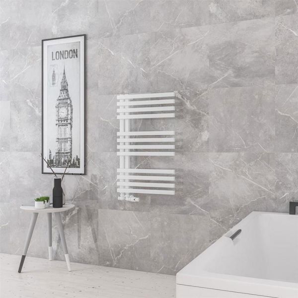Eastbrook Reinbach 800 x 500 Matt White Designer Towel Rail #2