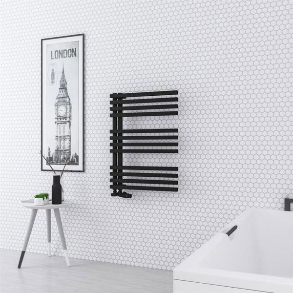 Eastbrook Reinbach 800 x 600 Matt Black Designer Towel Rail #2
