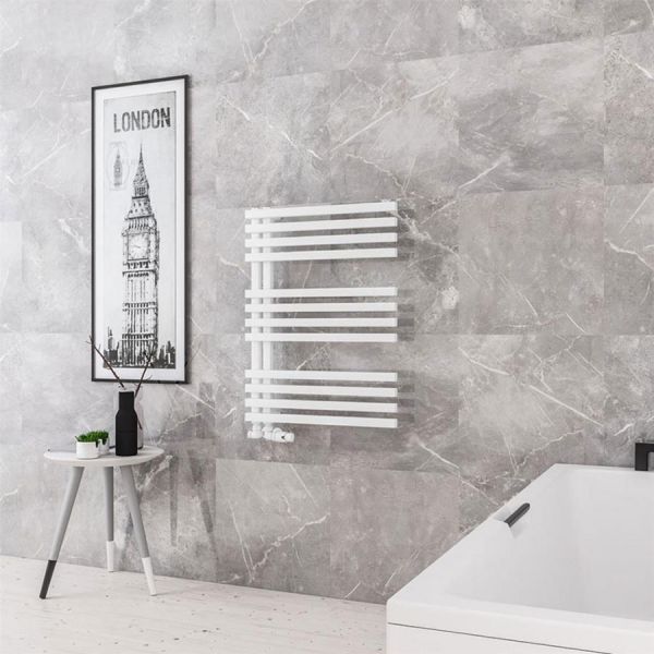 Eastbrook Reinbach 800 x 600 Matt White Designer Towel Rail #2