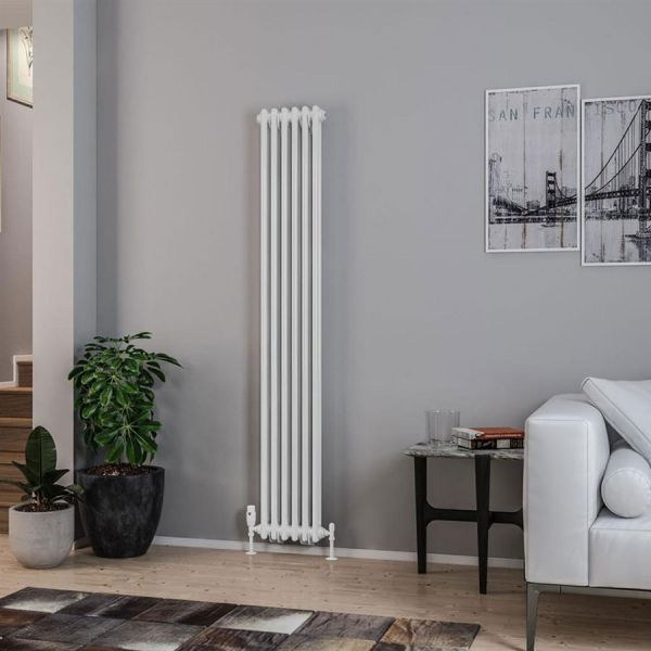Eastbrook Rivassa 1800 x 293 Gloss White 2 Column Vertical Radiator #2