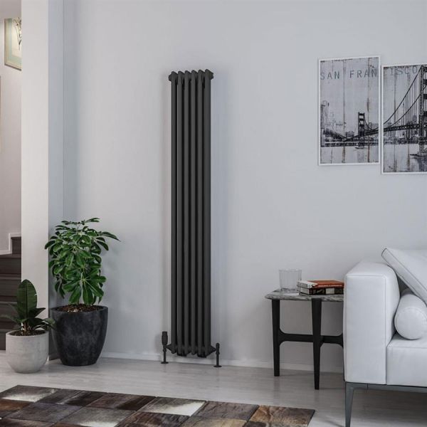 Eastbrook Rivassa 1800 x 293 Matt Anthracite 2 Column Vertical Radiator #2