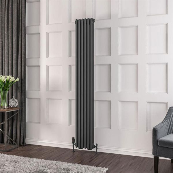 Eastbrook Rivassa 1800 x 293 Matt Anthracite 3 Column Vertical Radiator #2