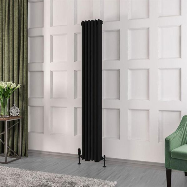 Eastbrook Rivassa 1800 x 293 Matt Black 3 Column Radiator #2