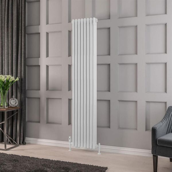 Eastbrook Rivassa 1800 x 383 Gloss White 3 Column Vertical Radiator #2