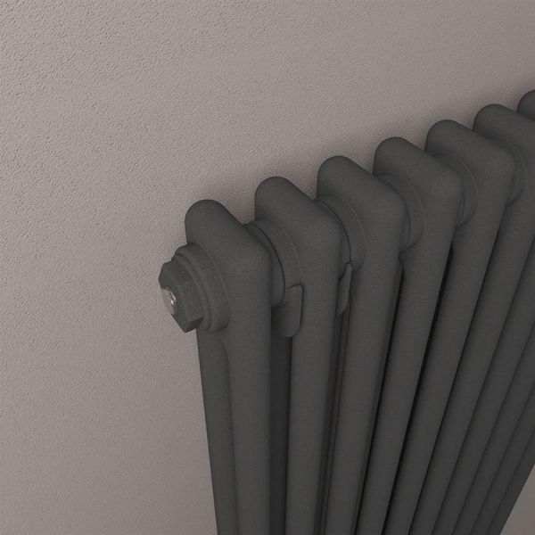 Eastbrook Rivassa 1800 x 383 Matt Anthracite 2 Column Vertical Radiator #3