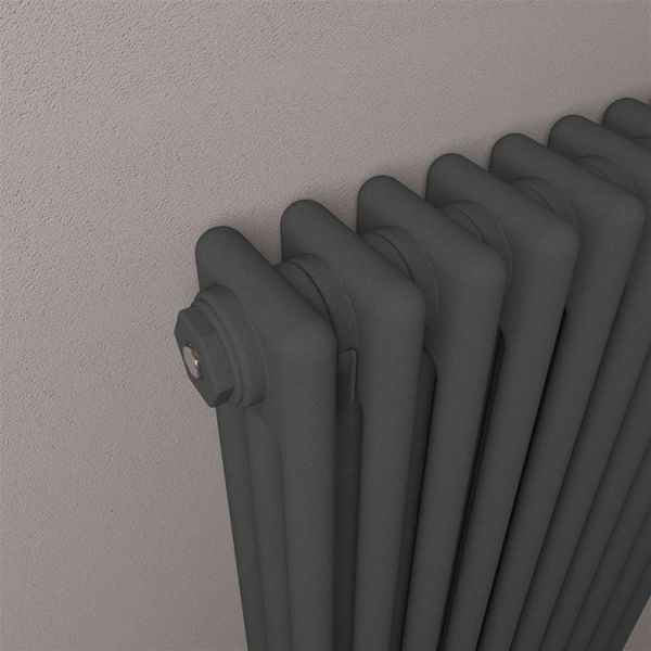 Eastbrook Rivassa 1800 x 383 Matt Anthracite 3 Column Vertical Radiator #3