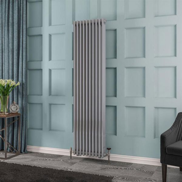 Eastbrook Rivassa 1800 x 473 Chrome Effect 3 Column Vertical Radiator #2