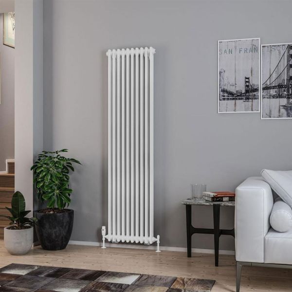 Eastbrook Rivassa 1800 x 473 Gloss White 2 Column Vertical Radiator #2