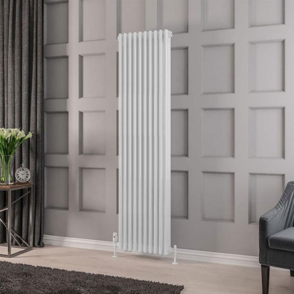 Eastbrook Rivassa 1800 x 473 Gloss White 3 Column Vertical Radiator #2