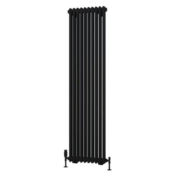 Eastbrook Rivassa 1800 x 473 Matt Black 2 Column Radiator