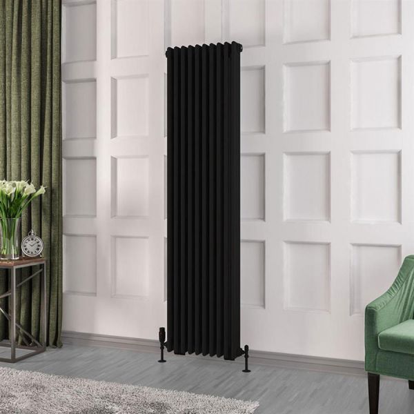 Eastbrook Rivassa 1800 x 473 Matt Black 3 Column Radiator #2