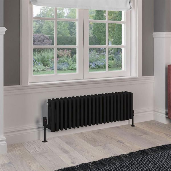 Eastbrook Rivassa 300 x 1010 Matt Black 4 Column Radiator #2