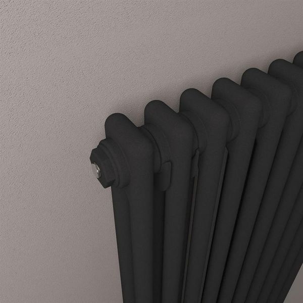 Eastbrook Rivassa 300 x 1148 Matt Black 2 Column Radiator #3