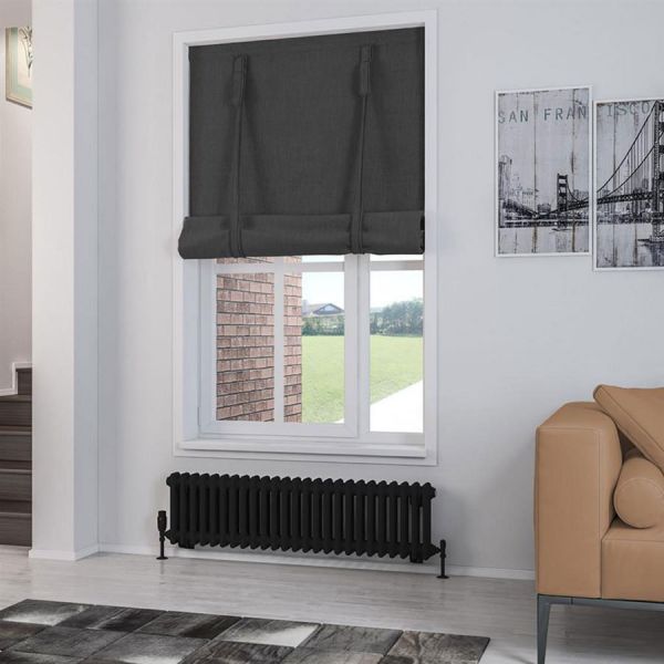 Eastbrook Rivassa 300 x 1148 Matt Black 2 Column Radiator #2