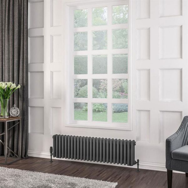 Eastbrook Rivassa 300 x 1148 Matt Black 3 Column Radiator #2