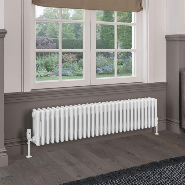 Eastbrook Rivassa 300 x 1373 Gloss White 4 Column Horizontal Radiator #2