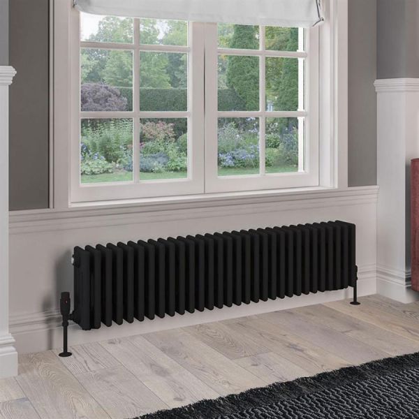 Eastbrook Rivassa 300 x 1373 Matt Black 4 Column Radiator #2