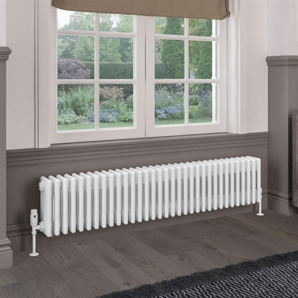 Eastbrook Rivassa 300 x 1505 Gloss White 4 Column Horizontal Radiator #2