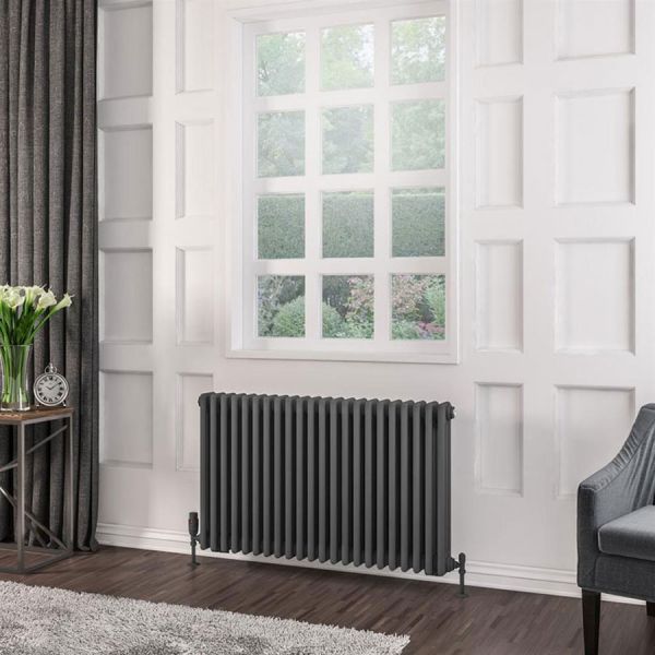 Eastbrook Rivassa 600 x 1010 Matt Anthracite 3 Column Horizontal Radiator #2