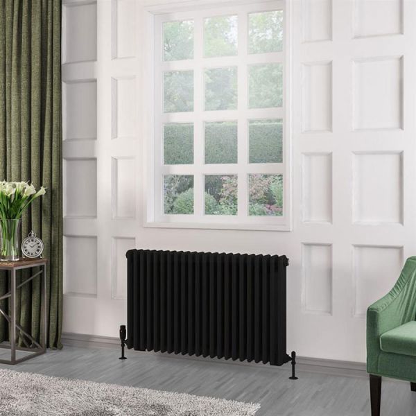 Eastbrook Rivassa 600 x 1010 Matt Black 3 Column Radiator #2