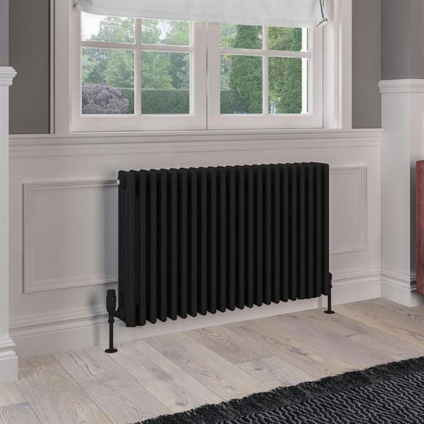 Eastbrook Rivassa 600 x 1010 Matt Black 4 Column Radiator #2