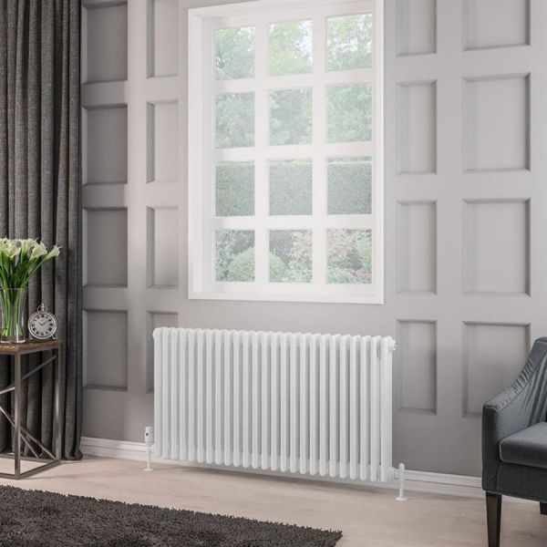 Eastbrook Rivassa 600 x 1148 Gloss White 3 Column Horizontal Radiator #2