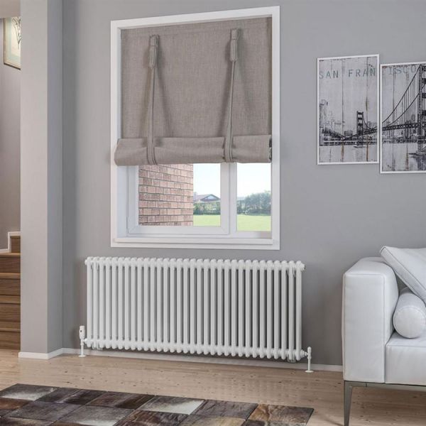 Eastbrook Rivassa 600 x 1460 Gloss White 2 Column Horizontal Radiator #2
