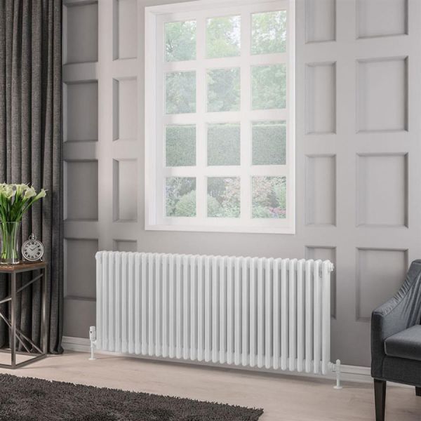Eastbrook Rivassa 600 x 1460 Gloss White 3 Column Horizontal Radiator #2