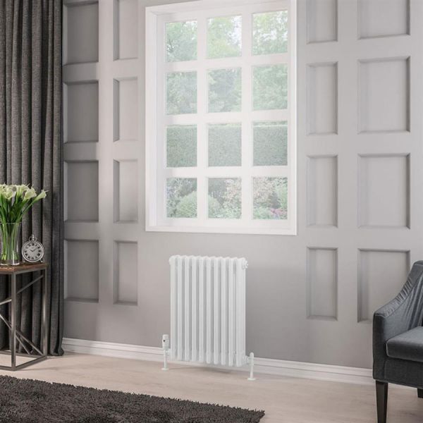 Eastbrook Rivassa 600 x 473 Gloss White 3 Column Horizontal Radiator #2