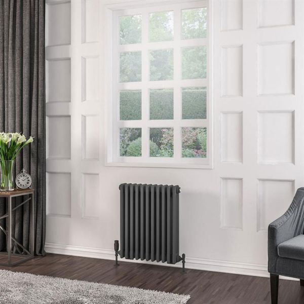 Eastbrook Rivassa 600 x 518 Matt Anthracite 3 Column Horizontal Radiator #2