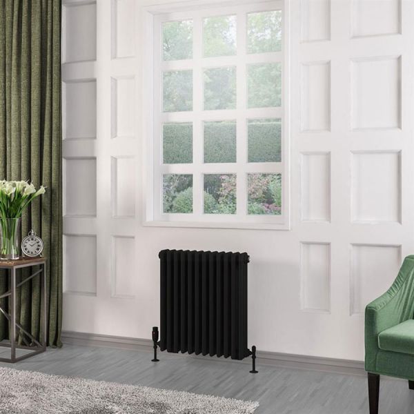 Eastbrook Rivassa 600 x 563 Matt Black 3 Column Radiator #2